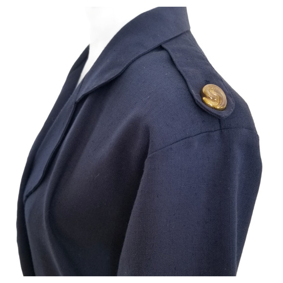 VLP Vintage 90's Blue short Sleeve Double Button Dress - Size 12 - Picture 4 of 5